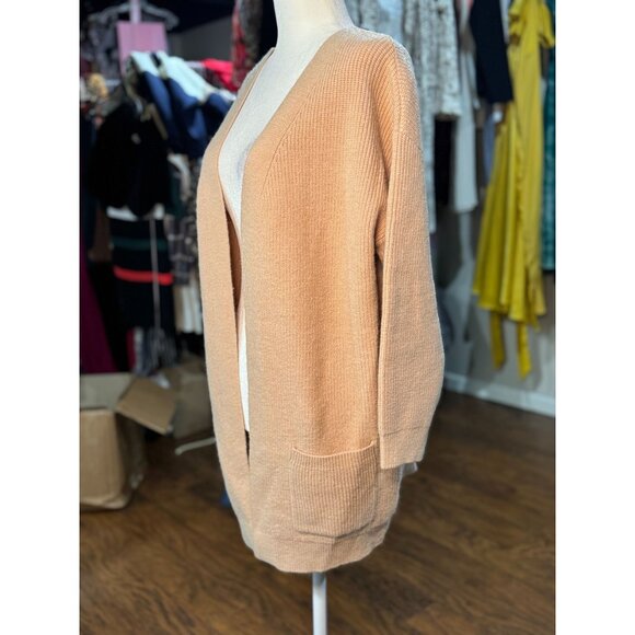 NEW LuLaRoe Long Beige Knit Open Front Cardigan Sweater Pockets XXS Cozy Soft - Picture 4 of 8